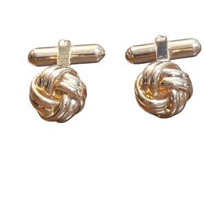 Vintage Goldtone French Love Knot Cufflinks Mens Jewelry Elegant Accessories